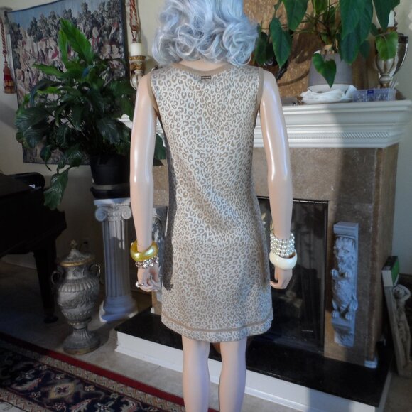 St. John Sport by Marie Gray Beige Animal Print Knit Dress & Cardigan Set–Size P - Picture 11 of 16